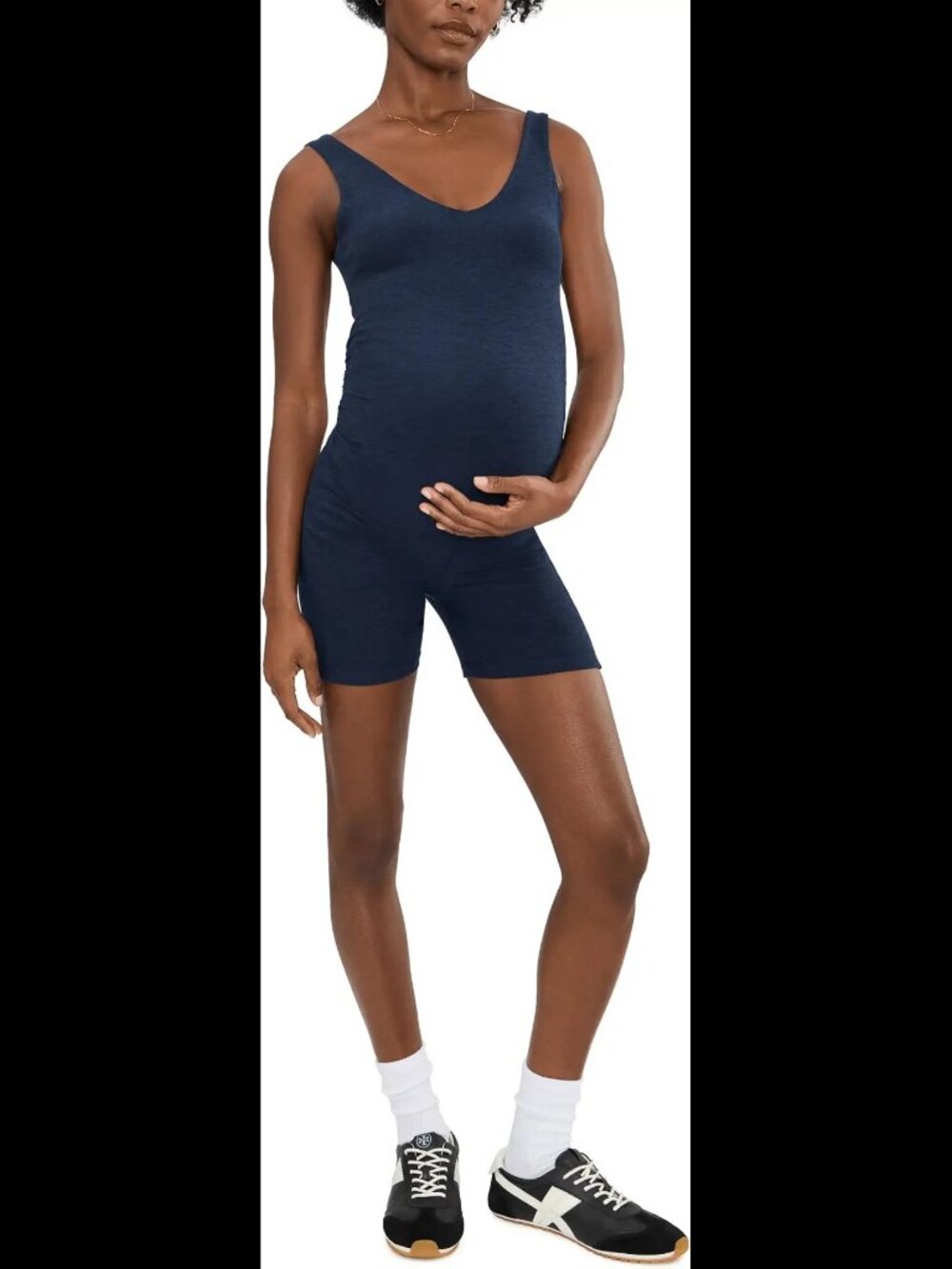Beyond Yoga Spacedye Movin Mama Maternity Biker Jumpsuit Navy XS
